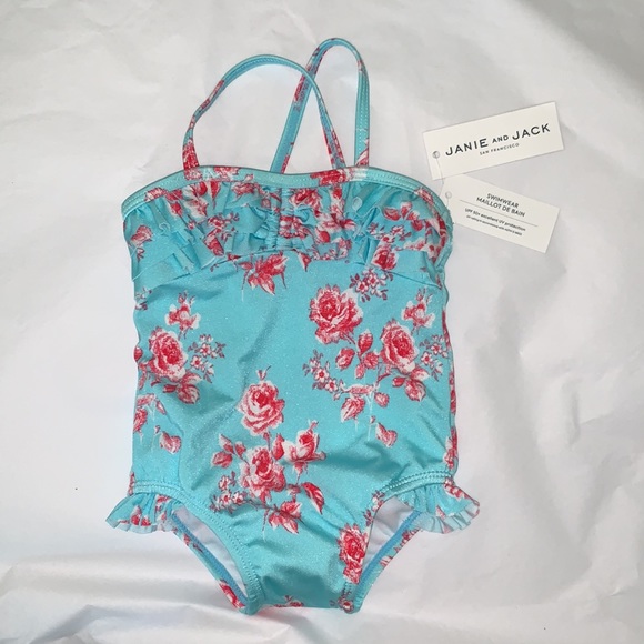 Janie and Jack Floral Ruffle Swimsuit - NWT - Picture 3 of 6